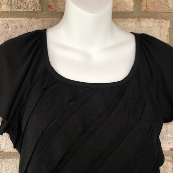 AB STUDIO DIAGONAL TIERED RUFFLED BLACK TOP - Picture 4 of 15